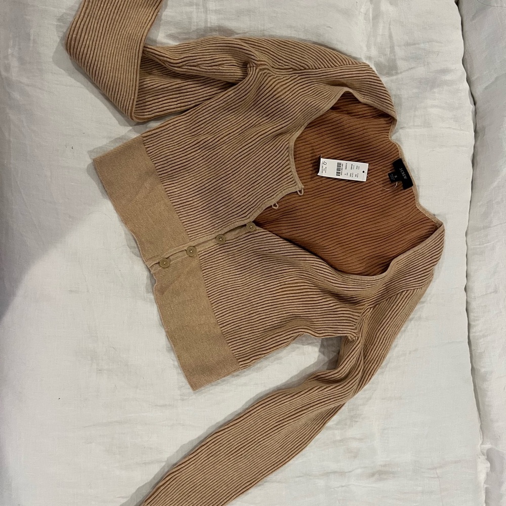 J. Crew Women's Beige Ribbed Cardigan